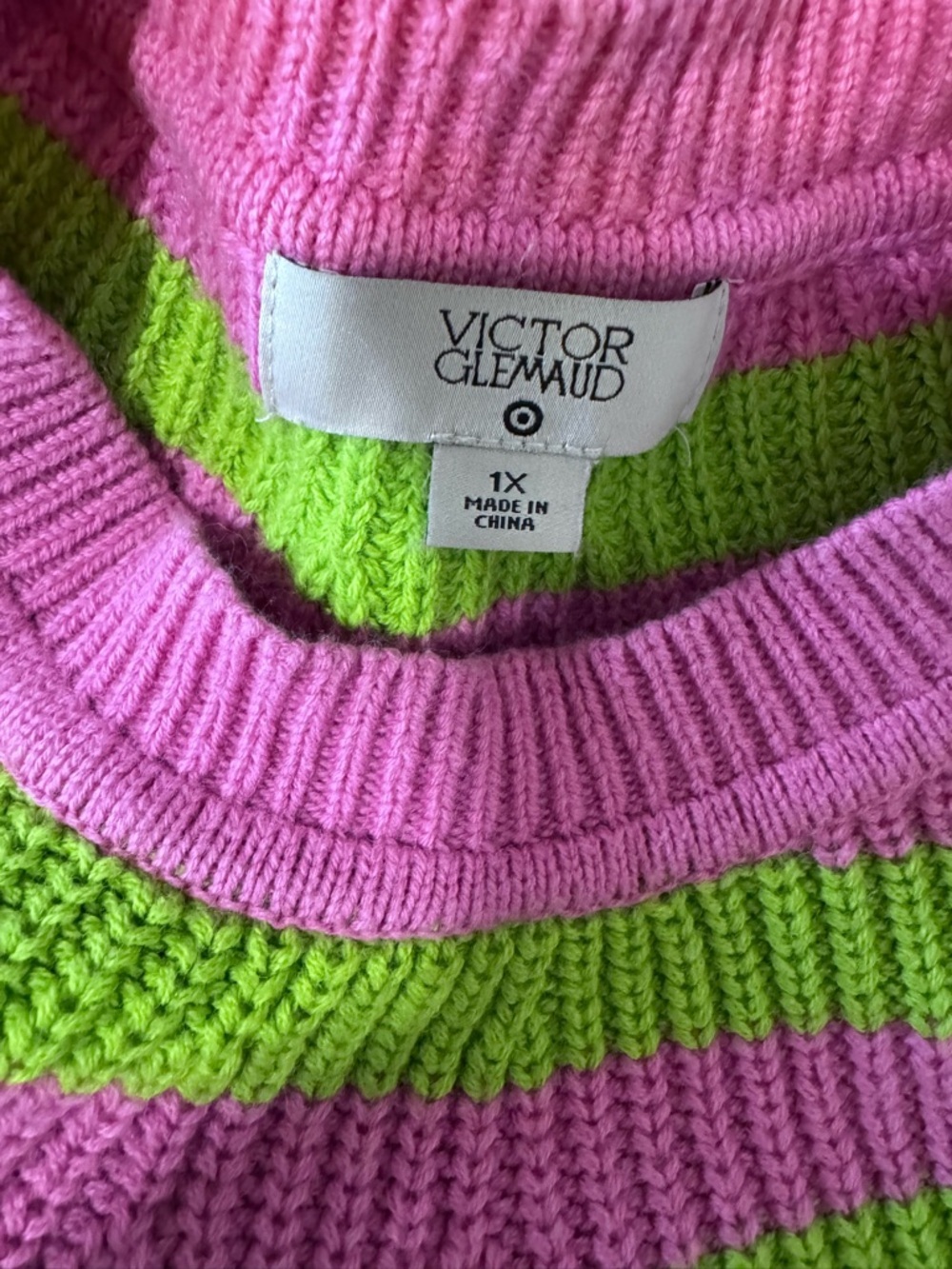 Victor Glemaud Pink & Green Striped Knit Mini Dress - Picture 7 of 8